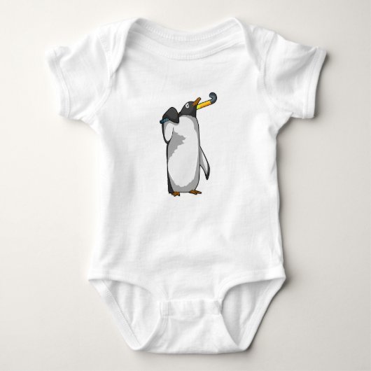 Penguin bij Hockey met Hockey stick Romper (Voorkant)