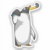 Penguin bij Hockey met Hockey stick Sticker (Voorkant)