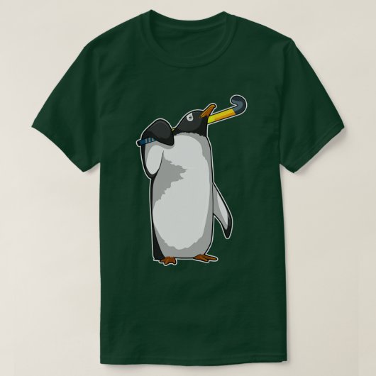 Penguin bij Hockey met Hockey stick T-shirt (Design voorkant)
