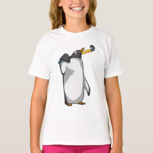 Penguin bij Hockey met Hockey stick T-shirt
