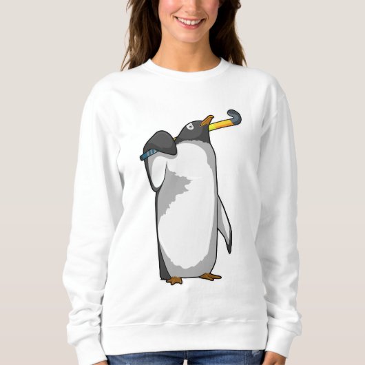Penguin bij Hockey met Hockey stick Trui (Voorkant)