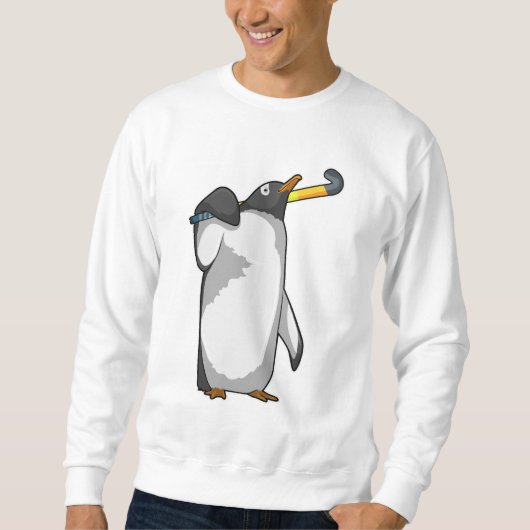 Penguin bij Hockey met Hockey stick Trui (Voorkant)