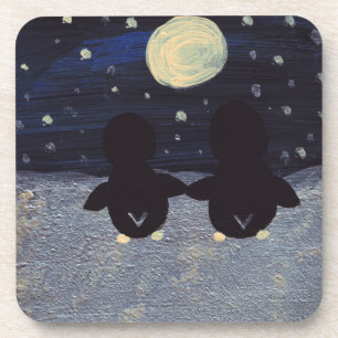 Penguin bij maanlicht onderzetter