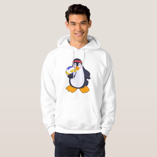 Penguin bij volleybalsport hoodie (Voorkant volledig)