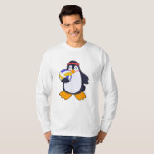 Penguin bij volleybalsport t-shirt (Voorkant volledig)