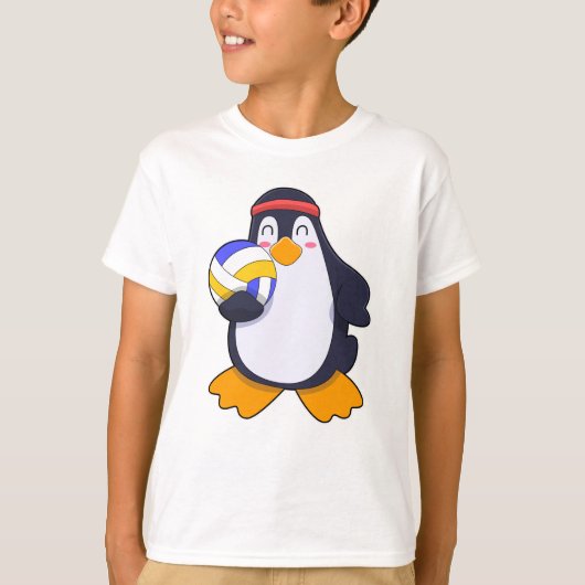 Penguin bij volleybalsport t-shirt (Voorkant)