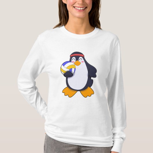 Penguin bij volleybalsport t-shirt (Voorkant)
