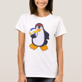 Penguin bij volleybalsport t-shirt (Voorkant)