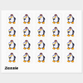 Penguin bij volleybalsport vierkante sticker (Vel)