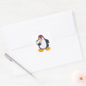 Penguin bij volleybalsport vierkante sticker (Envelop)