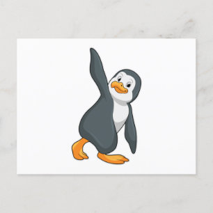 Penguin bij Yoga Stretching Briefkaart