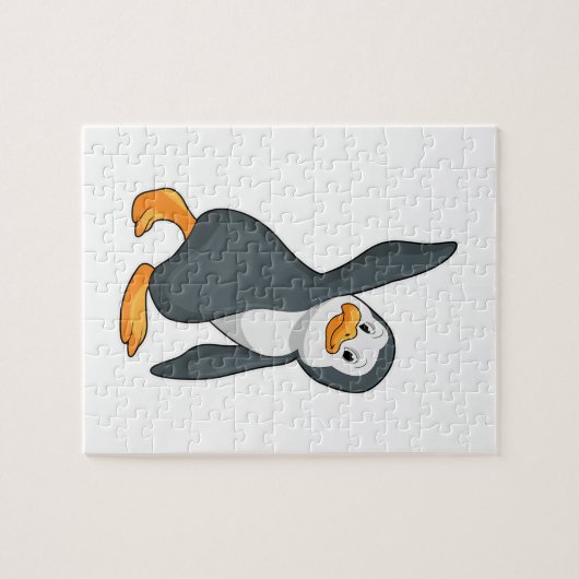 Penguin bij Yoga Stretching Legpuzzel (Horizontaal)