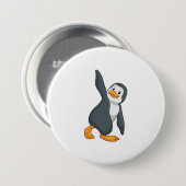 Penguin bij Yoga Stretching Ronde Button 7,6 Cm (Voorkant /achterkant)