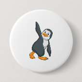 Penguin bij Yoga Stretching Ronde Button 7,6 Cm (Voorkant)