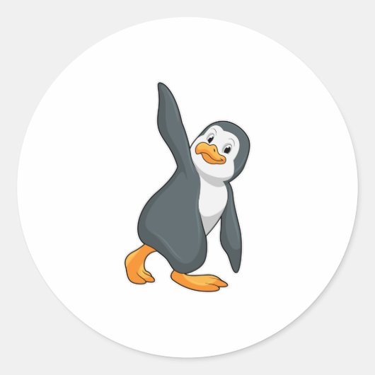 Penguin bij Yoga Stretching Ronde Sticker (Voorkant)