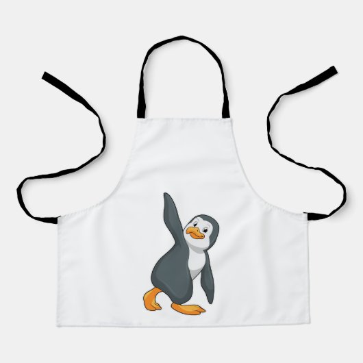 Penguin bij Yoga Stretching Schort (Voorkant)
