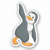 Penguin bij Yoga Stretching Sticker (Voorkant)