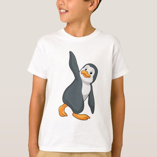 Penguin bij Yoga Stretching T-shirt (Voorkant)