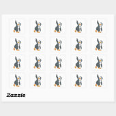 Penguin bij Yoga Stretching Vierkante Sticker (Vel)