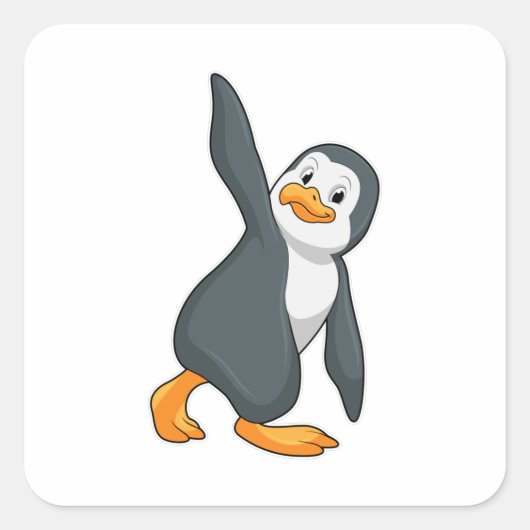 Penguin bij Yoga Stretching Vierkante Sticker (Voorkant)