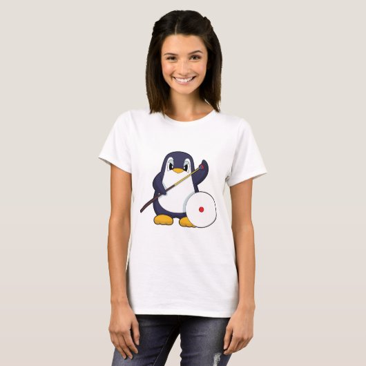 Penguin Billiard Queue T-shirt (Voorkant volledig)