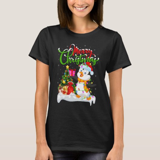 Penguin Bird Xmas Decorations Santa Penguin Chri T-shirt (Voorkant)