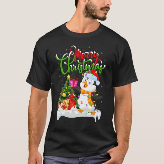 Penguin Bird   Xmas Decorations Santa Penguin Chri T-shirt (Voorkant)