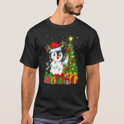 Penguin Bird  Xmas Holiday Santa Penguin Christmas T-shirt (Voorkant)