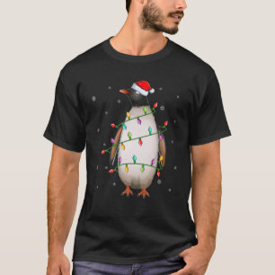 Penguin Bird Xmas Lighting Santa Hat Penguin Chris T-shirt