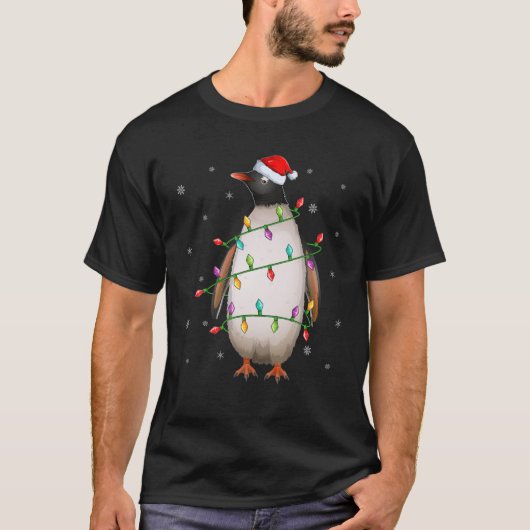 Penguin Bird Xmas Lighting Santa Hat Penguin Chris T-shirt (Voorkant)
