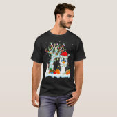 Penguin Bird Xmas Tree Lighting Santa Hat Penguin  T-shirt (Voorkant volledig)
