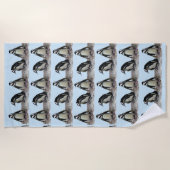 Penguin Birds Blue Beach Towel Strandlaken (Voorkant)