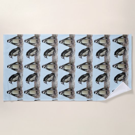 Penguin Birds Blue Beach Towel Strandlaken (Voorkant)