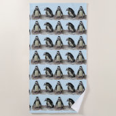 Penguin Birds Blue Beach Towel Strandlaken (Voorkant)