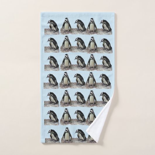 Penguin Birds Blue Towel Set Bad Handdoek (Handdoek)