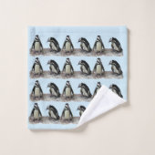 Penguin Birds Blue Towel Set Bad Handdoek (Wasdoekje)