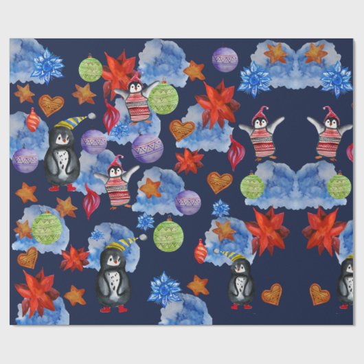 Penguin Birds Wrapping Paper Cadeaupapier (Vlak)