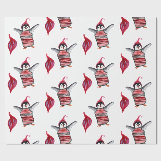 Penguin Birds Wrapping Paper Cadeaupapier (Vlak)