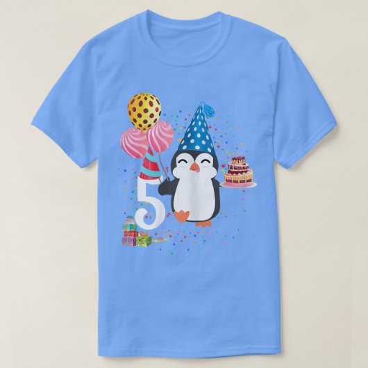 Penguin Birthday 5 Years Old Penguin 5th Birthday T-shirt (Design voorkant)
