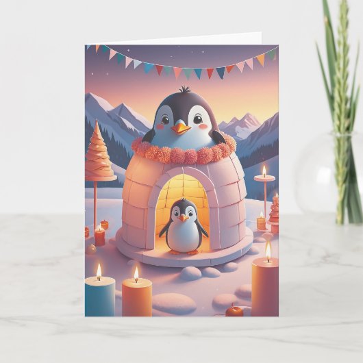 Penguin Birthday Bash Kaart (Voorkant)