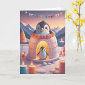 Penguin Birthday Bash Kaart (Gele Bloem)