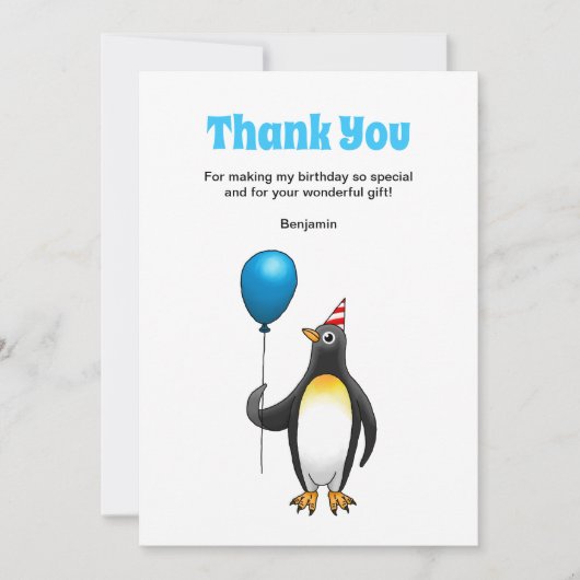 Penguin Birthday Bedankkaart (Voorkant)