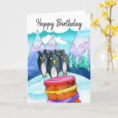 Penguin Birthday Card Kaart (Gele Bloem)
