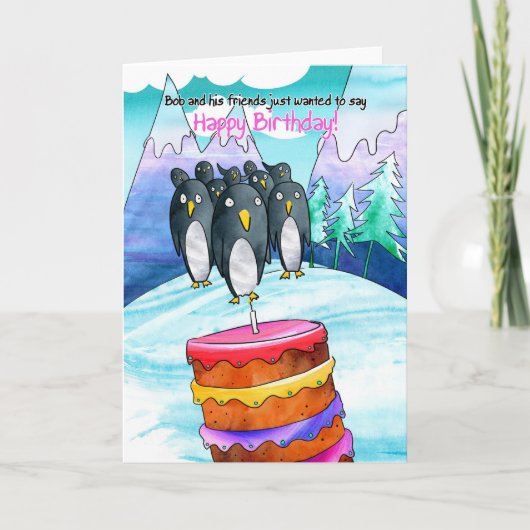 Penguin Birthday Card Kaart (Voorkant)