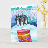 Penguin Birthday Card Kaart (Gele Bloem)