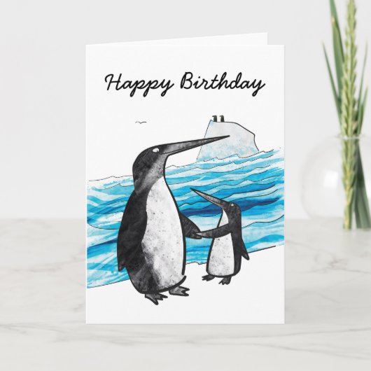 Penguin Birthday Card Kaart (Voorkant)