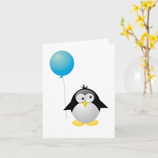 Penguin Birthday Kaart (Gele Bloem)
