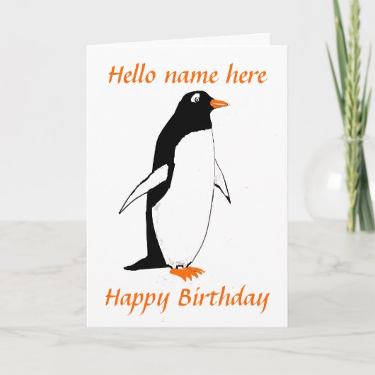 Penguin Birthday Kaart naam toevoegen (Voorkant)