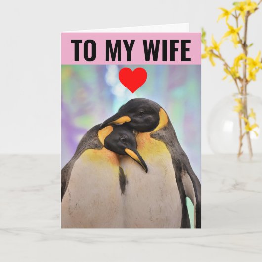 PENGUIN BIRTHDAY-KAART VOOR WIFE KAART (Gele Bloem)