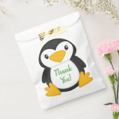 Penguin Birthday Party Green Bedankzakje (Gezegeld)